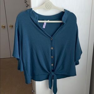 Blue Front Tie Shirt